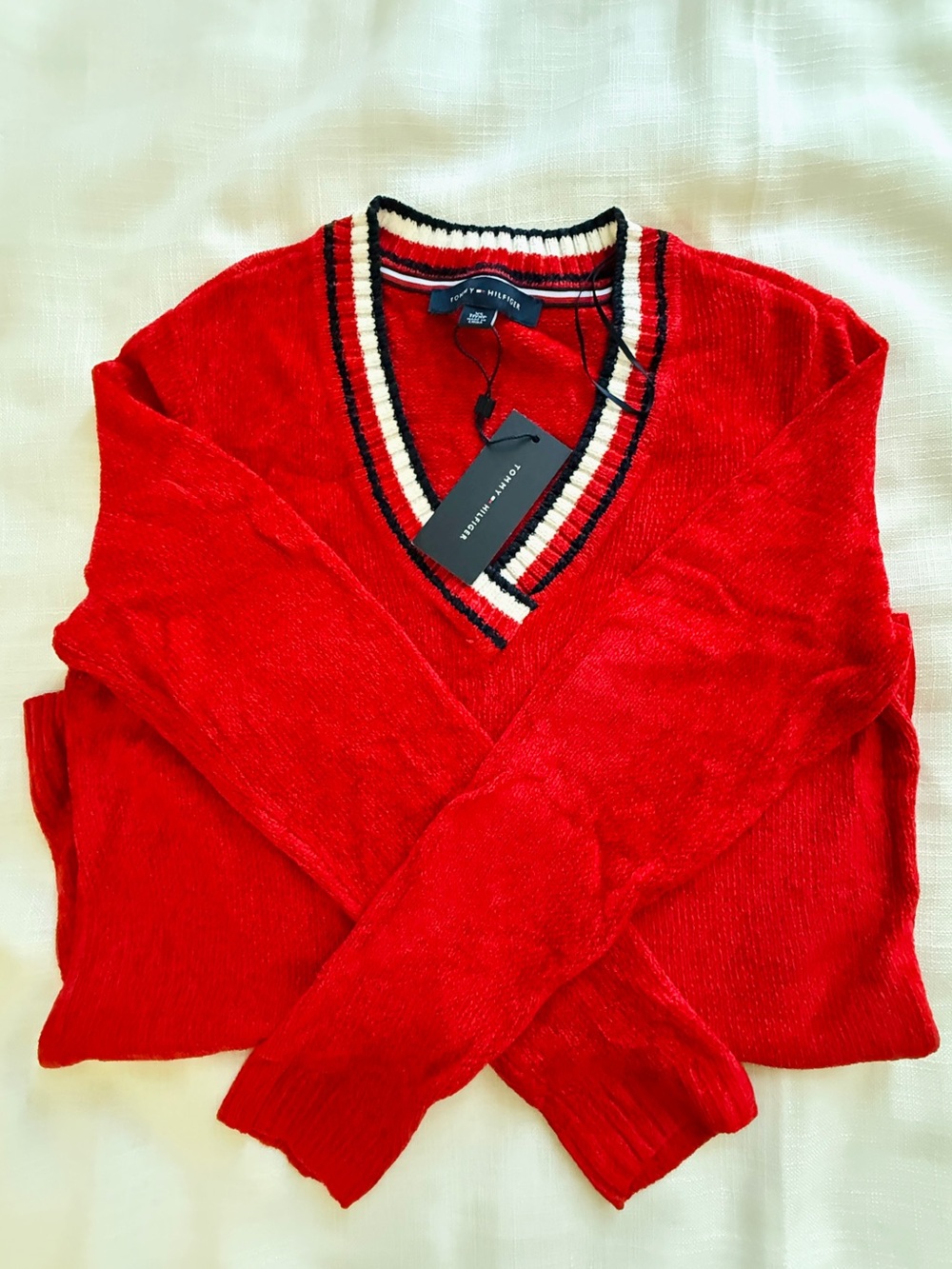 NWT Tommy Hilfiger women red long sleeves sweater top size XS